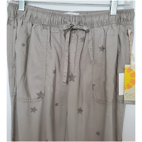 NWTC&C California Gray Star Ankle Zip Drawstring Waist Jogger Pants Size S - Picture 4 of 8